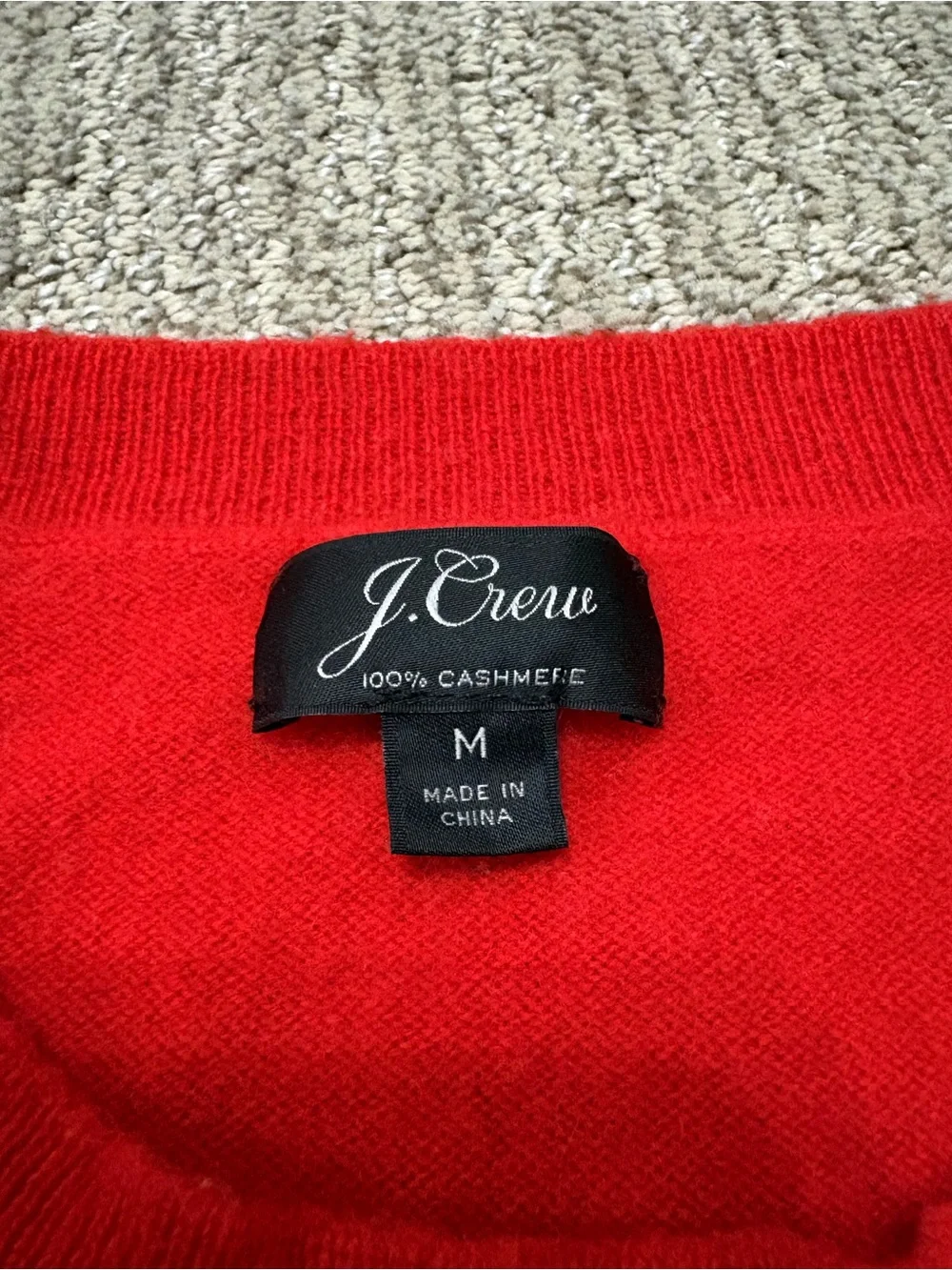 J. Crew Red Crewneck Sweater with Leopard Heart Applique